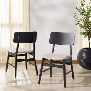 Safavieh Madina Wood Mid-century Dining Chair - Elegant Design For Stylish And Comfortable Dining Spaces Black ,Light Grey 55% Wood,15% Fabric,30% Foam Sfv6706b-set2