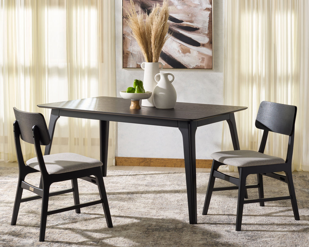 Safavieh Madina Wood Mid-century Dining Chair - Elegant Design For Stylish And Comfortable Dining Spaces Black ,Light Grey 55% Wood,15% Fabric,30% Foam Sfv6706b-set2