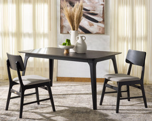 Safavieh Madina Wood Mid-century Dining Chair - Elegant Design For Stylish And Comfortable Dining Spaces Black ,Light Grey 55% Wood,15% Fabric,30% Foam Sfv6706b-set2