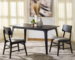 Safavieh MADINA Wood Mid-Century Dining Chair - Elegant Design for Modern Spaces with Sustainable Comfort and Style Black / Light Grey SFV6706B-SET2