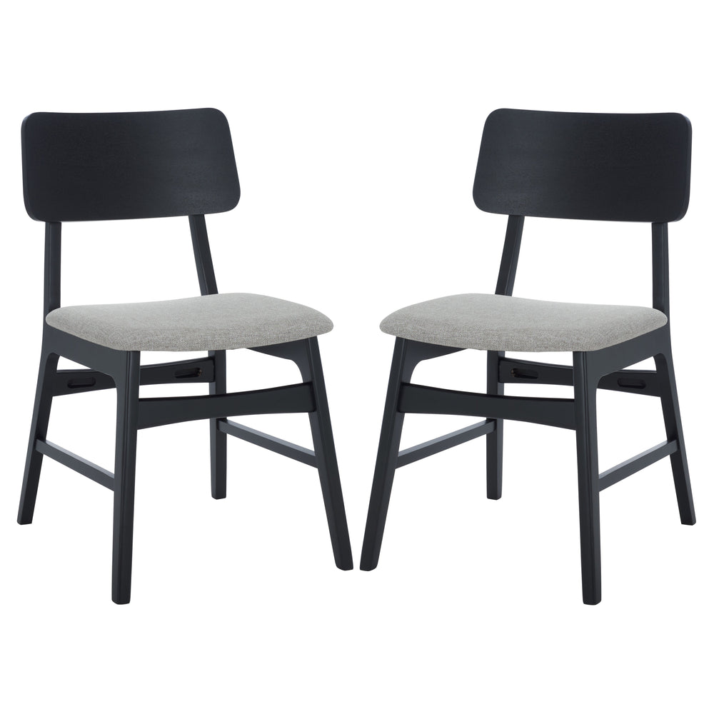 Safavieh Madina Wood Mid-century Dining Chair - Elegant Design For Stylish And Comfortable Dining Spaces Black ,Light Grey 55% Wood,15% Fabric,30% Foam Sfv6706b-set2