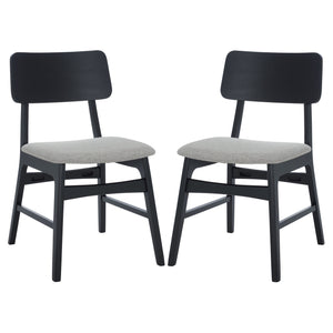 Safavieh Madina Wood Mid-century Dining Chair - Elegant Design For Stylish And Comfortable Dining Spaces Black ,Light Grey 55% Wood,15% Fabric,30% Foam Sfv6706b-set2