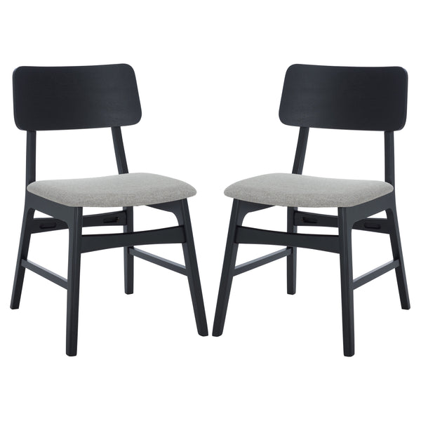 Safavieh Madina Wood Mid-century Dining Chair - Elegant Design For Stylish And Comfortable Dining Spaces Black ,Light Grey 55% Wood,15% Fabric,30% Foam Sfv6706b-set2