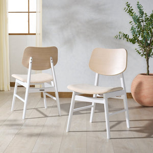 Safavieh RHONDA Wood Mid-Century Dining Chair - Timeless Style & Comfort for Elegant Dining Spaces White Washed / White SFV6708A-SET2