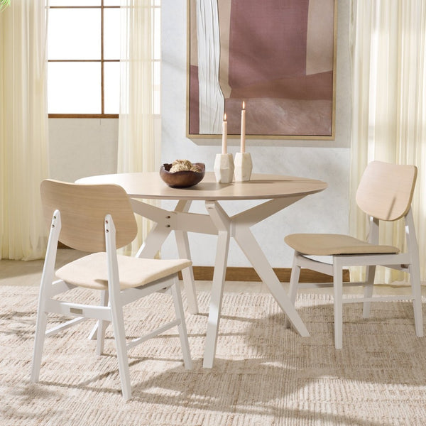 Safavieh RHONDA Wood Mid-Century Dining Chair - Timeless Style & Comfort for Elegant Dining Spaces White Washed / White SFV6708A-SET2