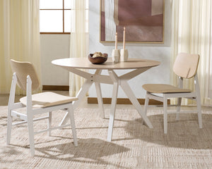 Safavieh Rhonda Round Wood Dining Table – Elegant Rustic Charm For Modern Dining Spaces, Perfect For Gatherings White Washed ,White Wood Sfv6709a-2bx