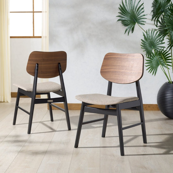 Safavieh RHONDA Wood Mid-Century Dining Chair - Timeless Style & Comfort for Elegant Dining Spaces Walnut / Black SFV6708B-SET2
