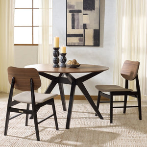 Safavieh RHONDA Wood Mid-Century Dining Chair - Timeless Style & Comfort for Elegant Dining Spaces Walnut / Black SFV6708B-SET2