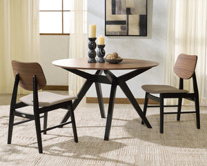 Safavieh Rhonda Round Wood Dining Table – Elegant Rustic Charm For Modern Dining Spaces, Perfect For Gatherings Walnut ,Black Wood Sfv6709b-2bx