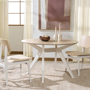 Safavieh Rhonda Round Wood Dining Table – Elegant Rustic Charm For Modern Dining Spaces, Perfect For Gatherings White Washed ,White Wood Sfv6709a-2bx