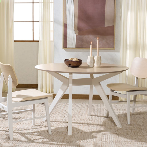 Safavieh Rhonda Round Wood Dining Table – Elegant Rustic Charm For Modern Dining Spaces, Perfect For Gatherings White Washed ,White Wood Sfv6709a-2bx