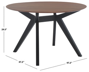 Safavieh Rhonda Round Wood Dining Table – Elegant Rustic Charm For Modern Dining Spaces, Perfect For Gatherings Walnut ,Black Wood Sfv6709b-2bx