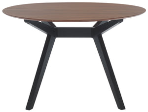 Safavieh Rhonda Round Wood Dining Table – Elegant Rustic Charm For Modern Dining Spaces, Perfect For Gatherings Walnut ,Black Wood Sfv6709b-2bx