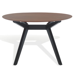 Safavieh Rhonda Round Wood Dining Table – Elegant Rustic Charm For Modern Dining Spaces, Perfect For Gatherings Walnut ,Black Wood Sfv6709b-2bx