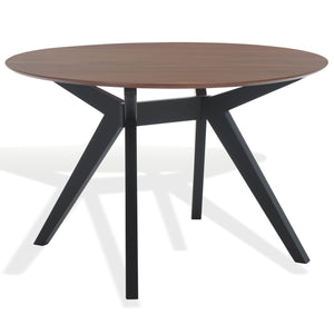 Safavieh Rhonda Round Wood Dining Table – Elegant Rustic Charm For Modern Dining Spaces, Perfect For Gatherings Walnut ,Black Wood Sfv6709b-2bx