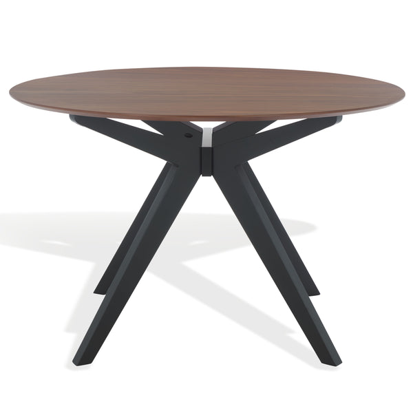 Safavieh Rhonda Round Wood Dining Table – Elegant Rustic Charm For Modern Dining Spaces, Perfect For Gatherings Walnut ,Black Wood Sfv6709b-2bx