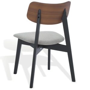 Safavieh Divya Wood And Linen Dining Chair - Elegant Comfort And Style For Your Dining Space Decor Walnut ,Light Grey 55% Wood,15% Fabric,30% Foam Sfv6710a-set2