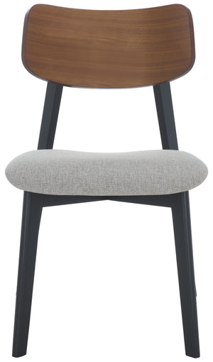 Safavieh Divya Wood And Linen Dining Chair - Elegant Comfort And Style For Your Dining Space Decor Walnut ,Light Grey 55% Wood,15% Fabric,30% Foam Sfv6710a-set2