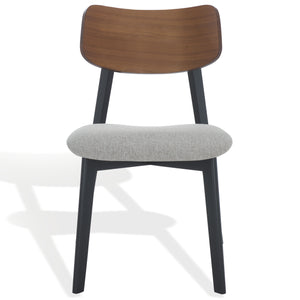 Safavieh Divya Wood And Linen Dining Chair - Elegant Comfort And Style For Your Dining Space Decor Walnut ,Light Grey 55% Wood,15% Fabric,30% Foam Sfv6710a-set2