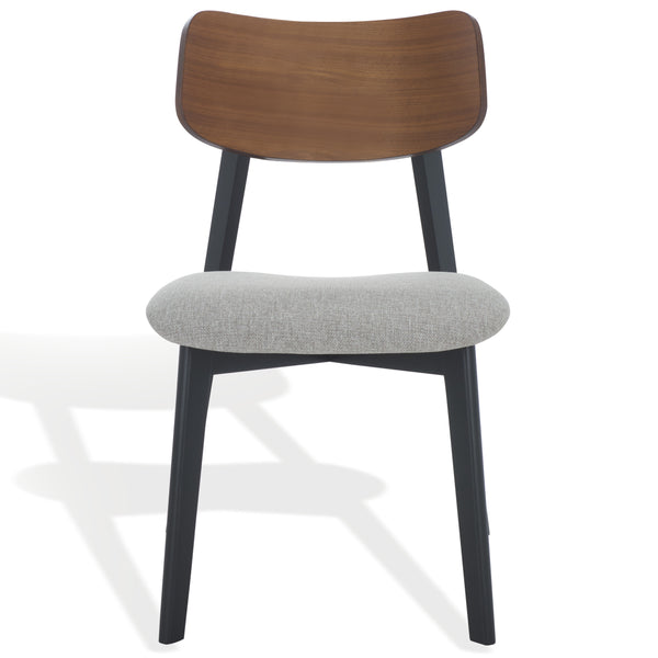 Safavieh Divya Wood And Linen Dining Chair - Elegant Comfort And Style For Your Dining Space Decor Walnut ,Light Grey 55% Wood,15% Fabric,30% Foam Sfv6710a-set2
