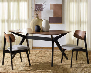 Safavieh Divya Walnut And Black Rectangle Wood Dining Table - Elegant Design For Modern Homes, 6-seater Walnut ,Black Wood Sfv6711a-2bx