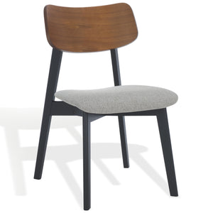 Safavieh Divya Wood And Linen Dining Chair - Elegant Comfort And Style For Your Dining Space Decor Walnut ,Light Grey 55% Wood,15% Fabric,30% Foam Sfv6710a-set2