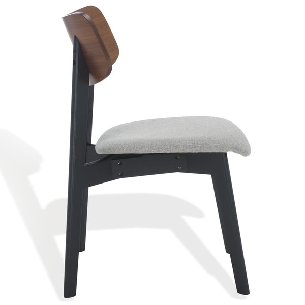 Safavieh DIVYA Wood and Linen Dining Chair - Timeless Mid-Century Design with Cozy Comfort for Any Space Walnut / Light Grey SFV6710A-SET2