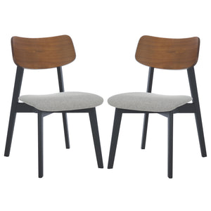 Safavieh Divya Wood And Linen Dining Chair - Elegant Comfort And Style For Your Dining Space Decor Walnut ,Light Grey 55% Wood,15% Fabric,30% Foam Sfv6710a-set2