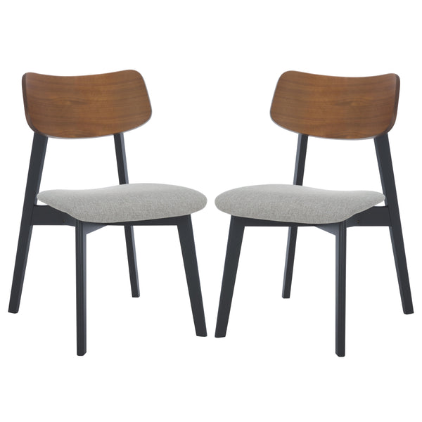 Safavieh Divya Wood And Linen Dining Chair - Elegant Comfort And Style For Your Dining Space Decor Walnut ,Light Grey 55% Wood,15% Fabric,30% Foam Sfv6710a-set2