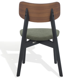 Safavieh Divya Wood And Linen Dining Chair - Elegant Comfort And Style For Your Dining Space Decor Olive Green ,Walnut 55% Wood,15% Fabric,30% Foam Sfv6710b-set2