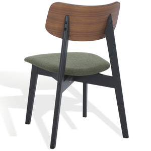 Safavieh Divya Wood And Linen Dining Chair - Elegant Comfort And Style For Your Dining Space Decor Olive Green ,Walnut 55% Wood,15% Fabric,30% Foam Sfv6710b-set2