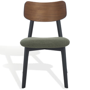 Safavieh Divya Wood And Linen Dining Chair - Elegant Comfort And Style For Your Dining Space Decor Olive Green ,Walnut 55% Wood,15% Fabric,30% Foam Sfv6710b-set2