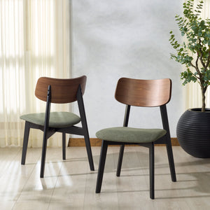 Safavieh Divya Wood And Linen Dining Chair - Elegant Comfort And Style For Your Dining Space Decor Olive Green ,Walnut 55% Wood,15% Fabric,30% Foam Sfv6710b-set2