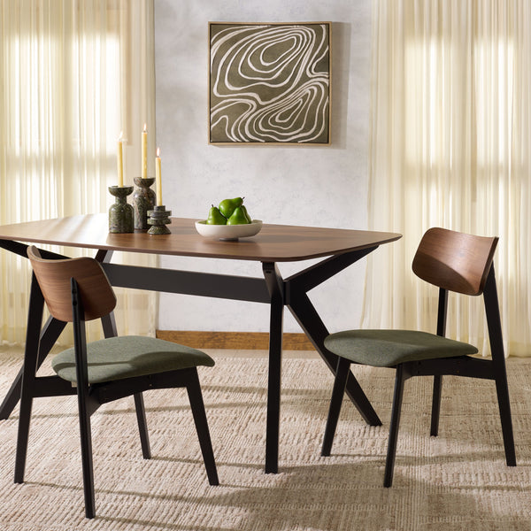 Safavieh Divya Wood And Linen Dining Chair - Elegant Comfort And Style For Your Dining Space Decor Olive Green ,Walnut 55% Wood,15% Fabric,30% Foam Sfv6710b-set2