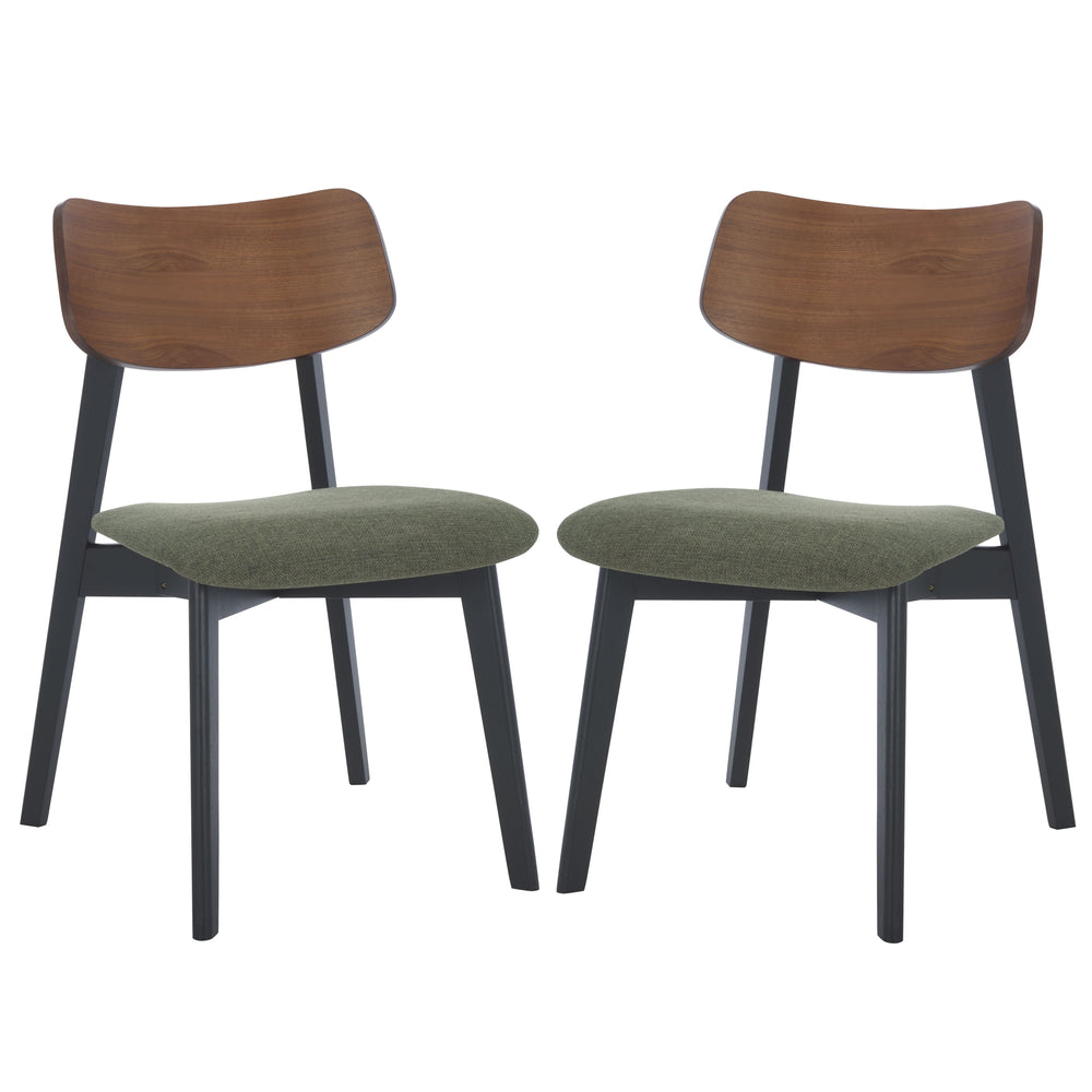 Safavieh Divya Wood And Linen Dining Chair - Elegant Comfort And Style For Your Dining Space Decor Olive Green ,Walnut 55% Wood,15% Fabric,30% Foam Sfv6710b-set2