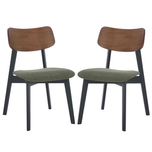 Safavieh Divya Wood And Linen Dining Chair - Elegant Comfort And Style For Your Dining Space Decor Olive Green ,Walnut 55% Wood,15% Fabric,30% Foam Sfv6710b-set2