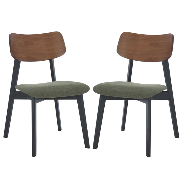 Safavieh Divya Wood And Linen Dining Chair - Elegant Comfort And Style For Your Dining Space Decor Olive Green ,Walnut 55% Wood,15% Fabric,30% Foam Sfv6710b-set2