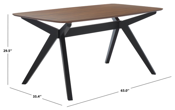 Safavieh Divya Walnut And Black Rectangle Wood Dining Table - Elegant Design For Modern Homes, 6-seater Walnut ,Black Wood Sfv6711a-2bx
