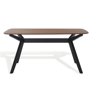 Safavieh Divya Walnut And Black Rectangle Wood Dining Table - Elegant Design For Modern Homes, 6-seater Walnut ,Black Wood Sfv6711a-2bx