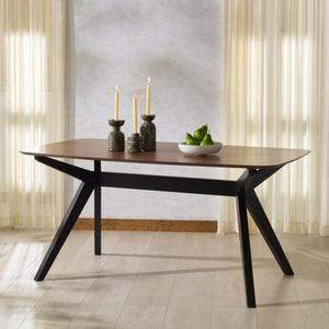 Safavieh Divya Walnut And Black Rectangle Wood Dining Table - Elegant Design For Modern Homes, 6-seater Walnut ,Black Wood Sfv6711a-2bx