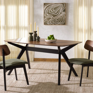 Safavieh Divya Walnut And Black Rectangle Wood Dining Table - Elegant Design For Modern Homes, 6-seater Walnut ,Black Wood Sfv6711a-2bx