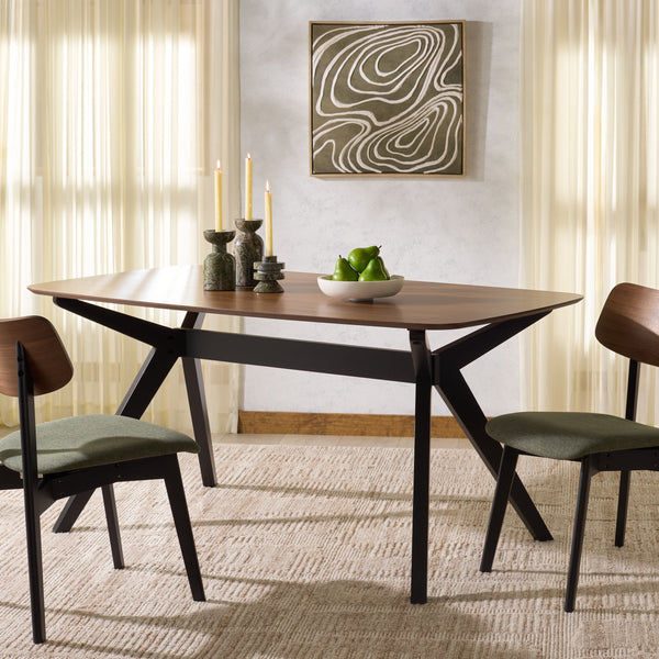 Safavieh Divya Walnut And Black Rectangle Wood Dining Table - Elegant Design For Modern Homes, 6-seater Walnut ,Black Wood Sfv6711a-2bx