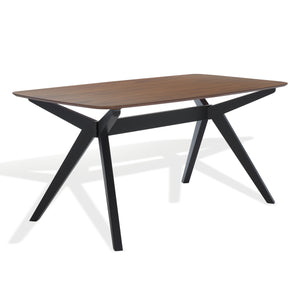 Safavieh Divya Walnut And Black Rectangle Wood Dining Table - Elegant Design For Modern Homes, 6-seater Walnut ,Black Wood Sfv6711a-2bx