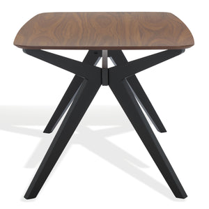 Safavieh Divya Walnut And Black Rectangle Wood Dining Table - Elegant Design For Modern Homes, 6-seater Walnut ,Black Wood Sfv6711a-2bx