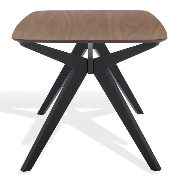 Safavieh Divya Walnut And Black Rectangle Wood Dining Table - Elegant Design For Modern Homes, 6-seater Walnut ,Black Wood Sfv6711a-2bx
