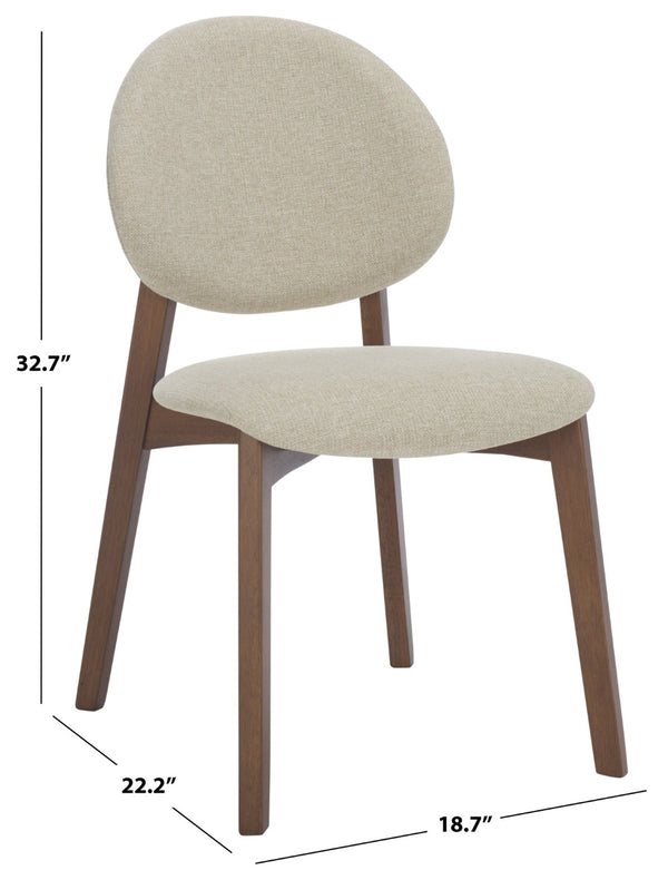 Safavieh KAYLEEN Wood and Linen Dining Chair - Elevate Your Space with Timeless Comfort and Minimalist Design Walnut / Beige SFV6712A-SET2