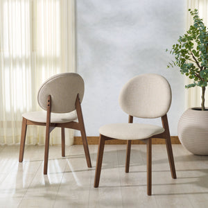 Safavieh Kayleen Wood And Linen Dining Chair - Elegant Minimalist Design For Timeless Dining Spaces Walnut ,Beige 10% Wood,30% Fabric,60% Foam Sfv6712a-set2