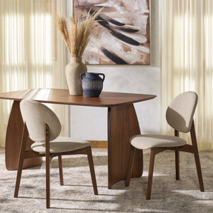 Safavieh Kayleen Wood And Linen Dining Chair - Elegant Minimalist Design For Timeless Dining Spaces Walnut ,Beige 10% Wood,30% Fabric,60% Foam Sfv6712a-set2