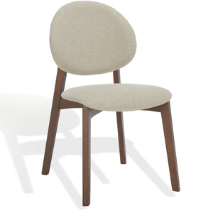 Safavieh Kayleen Wood And Linen Dining Chair - Elegant Minimalist Design For Timeless Dining Spaces Walnut ,Beige 10% Wood,30% Fabric,60% Foam Sfv6712a-set2
