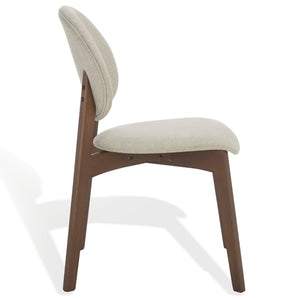 Safavieh KAYLEEN Wood and Linen Dining Chair - Elevate Your Space with Timeless Comfort and Minimalist Design Walnut / Beige SFV6712A-SET2